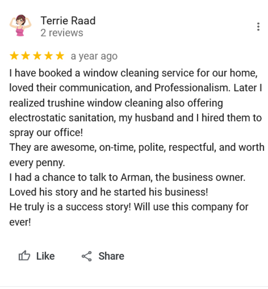 TruShine Houston window cleaning customer review screenshot 10