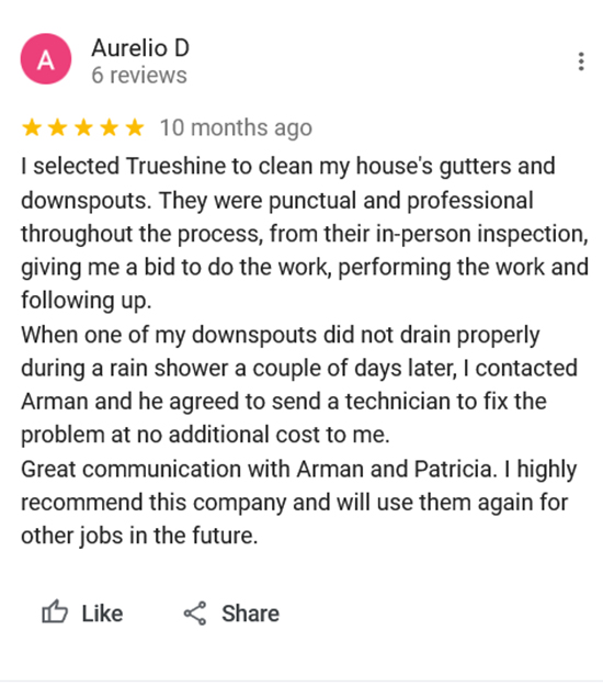 TruShine Houston window cleaning customer review screenshot 11