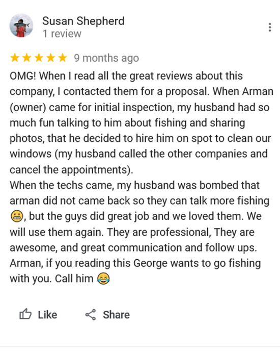 TruShine Houston window cleaning customer review screenshot 16