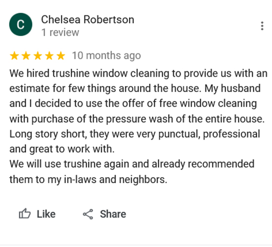 TruShine Houston window cleaning customer review screenshot 17