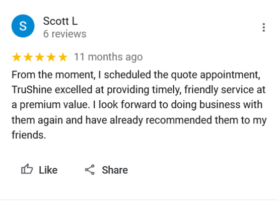 TruShine Houston window cleaning customer review screenshot 26