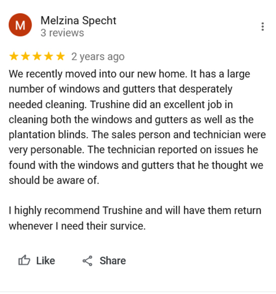 TruShine Houston window cleaning customer review screenshot 49